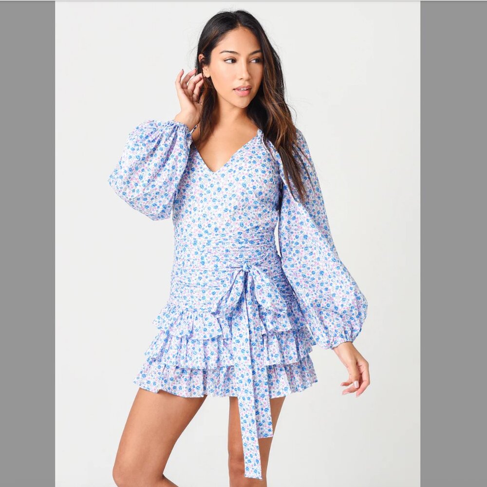 LoveShackFancy Rina Mini Dress Crushed Blueberries Size 00